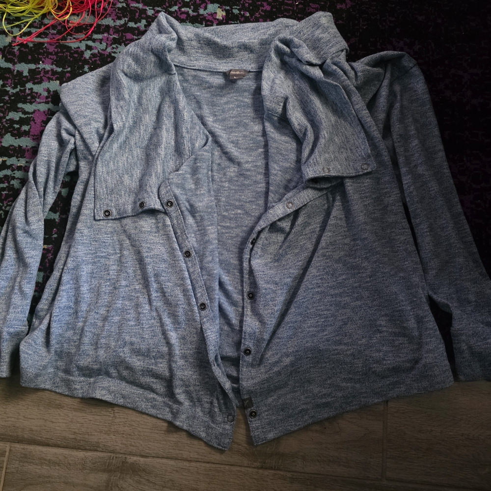 Eddie Bauer Heathered Blue Convertible Cardigan